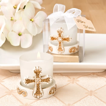 Vintage cross themed candle votive from Fashioncraft&reg;