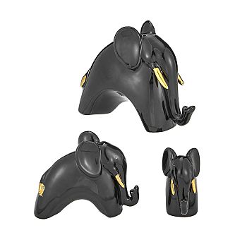 elephants set of 3 with gold tusks